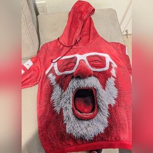 Red Santa Face Hoodie Sweater